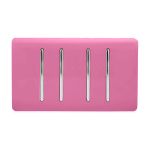 Trendi, Artistic Modern 4 Gang  (3x 2 Way 1x 3 Way Intermediate Twin Plate) Pink Finish, BRITISH MADE, (25mm Back Box Required), 5yrs Warranty