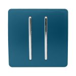 Trendi, Artistic Modern 2 Gang Intermediate 10 Amp Rocker Midnight Blue Finish, BRITISH MADE, (25mm Back Box Required), 5yrs Warranty
