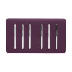 Trendi, Artistic Modern 6 Gang 2 Way 10 Amp Rocker Twin Plate Plum Finish, BRITISH MADE, (35mm Back Box Required), 5yrs Warranty
