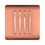 Trendi, Artistic Modern 4 Gang 2 Way 10 Amp Rocker Copper Finish, BRITISH MADE, (25mm Back Box Required), 5yrs Warranty