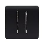 Trendi, Artistic Modern 2 Gang Doorbell Matt Black Finish, BRITISH MADE, (25mm Back Box Required), 5yrs Warranty