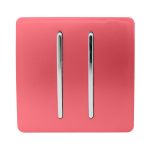 Trendi, Artistic Modern 2 Gang Doorbell Strawberry Finish, BRITISH MADE, (25mm Back Box Required), 5yrs Warranty