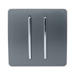 Trendi, Artistic Modern 2 Gang Doorbell Warm Grey Finish, BRITISH MADE, (25mm Back Box Required), 5yrs Warranty