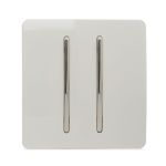 Trendi, Artistic Modern 2 Gang Retractive Home Auto.Switch Ice White Finish, BRITISH MADE, (25mm Back Box Required), 5yrs Warranty