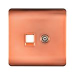 Trendi, Artistic Modern TV Co-Axial & PC Ethernet  Copper Finish, BRITISH MADE, (35mm Back Box Required), 5yrs Warranty