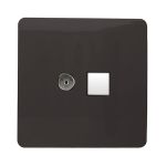 Trendi, Artistic Modern TV Co-Axial & RJ11 Telephone Dark Brown Finish, BRITISH MADE, (35mm Back Box Required), 5yrs Warranty