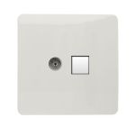 Trendi, Artistic Modern TV Co-Axial & PC Ethernet  Ice White  Finish, BRITISH MADE, (35mm Back Box Required), 5yrs Warranty