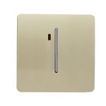 Trendi, Artistic Modern 20 Amp Neon Insert Double Pole Switch Champagne Gold Finish, BRITISH MADE, (25mm Back Box Required), 5yrs Warranty