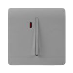 Trendi, Artistic Modern 20 Amp Neon Insert Double Pole Switch Light Grey Finish, BRITISH MADE, (25mm Back Box Required), 5yrs Warranty