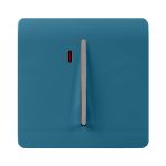 Trendi, Artistic Modern 20 Amp Neon Insert Double Pole Switch Ocean Blue Finish, BRITISH MADE, (25mm Back Box Required), 5yrs Warranty