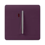 Trendi, Artistic Modern 45 Amp Neon Insert Double Pole Switch Plum Finish, BRITISH MADE, (35mm Back Box Required), 5yrs Warranty