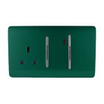 Trendi, Artistic Modern Cooker Control Panel 13amp with 45amp Switch Dark Green Finish, BRITISH MADE, (47mm Back Box Required), 5yrs Warranty