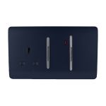Trendi, Artistic Modern Cooker Control Panel 13amp with 45amp Switch Navy Blue Finish, BRITISH MADE, (47mm Back Box Required), 5yrs Warranty