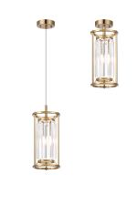 Munito IP 15cm Pendant/Semi Flush, 1 x G9, IP44, Gold/Clear Crystal