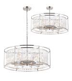 Munito IP 80cm Pendant/Semi Ceiling Convertible, 10 x G9, IP44, Polished Nickel/Clear Crystal