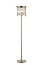 Munito Floor Lamp, 3 x E14, Antique Brass/Clear Crystal