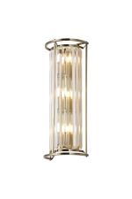 Munito 57cm Tall Wall Lamp, 3 x E14, Antique Brass/Clear Crystal