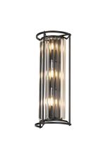 Munito 57cm Tall Wall Lamp, 3 x E14, Satin Black/Clear Crystal