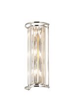 Munito 57cm Tall Wall Lamp, 3 x E14, Polished Nickel/Clear Crystal