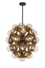 Fiorella 74cm Fixed Multi Arm Sphere Pendant, 35 x G9, Satin Black/Gold/Clear Two-Tone Round Spiral Glass (A)