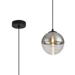 Fiorella 15cm Single Pendant, 1 x G9, Satin Black/Chrome/Clear Two-Tone Round Spiral Glass (A)