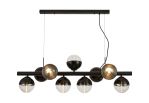 Fiorella Linear Pendant, 9 x G9, Satin Black/Black/Clear Two-Tone Round Spiral Glass (A)