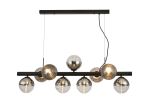 Fiorella Linear Pendant, 9 x G9, Satin Black/Chrome/Clear Two-Tone Round Spiral Glass (A)
