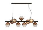 Fiorella Linear Pendant, 9 x G9, Satin Black/Copper/Clear Two-Tone Round Spiral Glass (A)