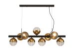 Fiorella Linear Pendant, 9 x G9, Satin Black/Gold/Clear Two-Tone Round Spiral Glass (A)