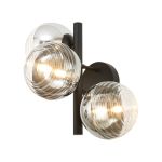 Fiorella Wall Lamp, 3 x G9, Satin Black/Chrome/Clear Two-Tone Round Spiral Glass (A)