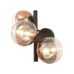 Fiorella Wall Lamp, 3 x G9, Satin Black/Copper/Clear Two-Tone Round Spiral Glass (A)