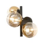 Fiorella Wall Lamp, 3 x G9, Satin Black/Gold/Clear Two-Tone Round Spiral Glass (A)