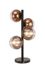 Fiorella Table Lamp, 4 x G9, Satin Black/Copper/Clear Two-Tone Round Spiral Glass (A)