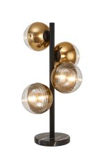 Fiorella Table Lamp, 4 x G9, Satin Black/Gold/Clear Two-Tone Round Spiral Glass (A)