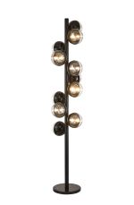 Fiorella Floor Lamp, 11 x G9, Satin Black/Black/Clear Two-Tone Round Spiral Glass (A)