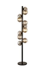 Fiorella Floor Lamp, 11 x G9, Satin Black/Chrome/Clear Two-Tone Round Spiral Glass (A)