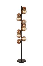 Fiorella Floor Lamp, 11 x G9, Satin Black/Copper/Clear Two-Tone Round Spiral Glass (A)