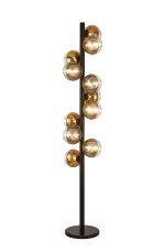 Fiorella Floor Lamp, 11 x G9, Satin Black/Gold/Clear Two-Tone Round Spiral Glass (A)