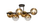 Fiorella Semi-Flush Ceiling Light, 6 x G9, Satin Black/Gold/Clear Two-Tone Round Spiral Glass (A)