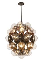 Fiorella 74cm Fixed Multi Arm Sphere Pendant, 35 x G9, Satin Black/Black/Chrome/Copper/Gold/Clear Two-Tone Round Spiral Glass (A)