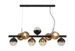 Fiorella Linear Pendant, 9 x G9, Satin Black/Black/Copper/Gold/Clear Two-Tone Round Spiral Glass (A)