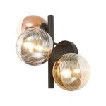 Fiorella Wall Lamp, 3 x G9, Satin Black/Chrome/Copper/Gold/Clear Two-Tone Round Spiral Glass (A)