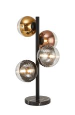 Fiorella Table Lamp, 4 x G9, Satin Black/Black/Chrome/Copper/Gold/Clear Two-Tone Round Spiral Glass (A)