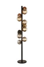 Fiorella Floor Lamp, 11 x G9, Satin Black/Black/Chrome/Copper/Gold/Clear Two-Tone Round Spiral Glass (A)