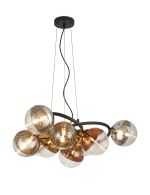 Fiorella 88cm Twisted Pendant, 9 x G9, Satin Black/Chrome/Copper/Gold/Clear Two-Tone Round Spiral Glass (A)