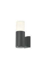 Gullo Ribbed Line Wall Lamp With Horizontal Line Acrylic Shade, 1 x GU10, IP54, Grey/Clear/Frosted, 2yrs Warranty