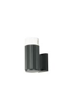 Gullo Ribbed Line Wall Lamp With Short Diagonal Pattern Acrylic Shade, 1 x GU10, IP54, Grey/Clear/Frosted, 2yrs Warranty