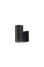 Gullo Diamond Pattern Wall Lamp With Dome Acrylic Shade, 1 x GU10, IP54, Black/Clear/Frosted, 2yrs Warranty