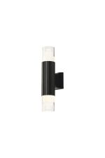 Gullo Ribbed Line Wall Lamp With Tier Pattern Acrylic Shade, 2 x GU10, IP54, Black/Clear, 2yrs Warranty