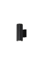 Gullo Ribbed Line Wall Lamp With Dome Acrylic Shade, 2 x GU10, IP54, Black/Clear/Frosted, 2yrs Warranty